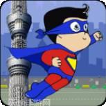 超人冒险飞在城市